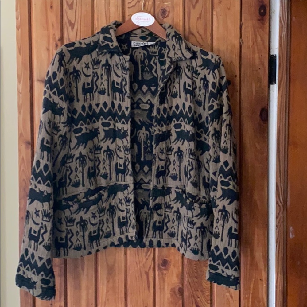 Fun Graphic Printed Jacket by Chico’s Design SZ 0